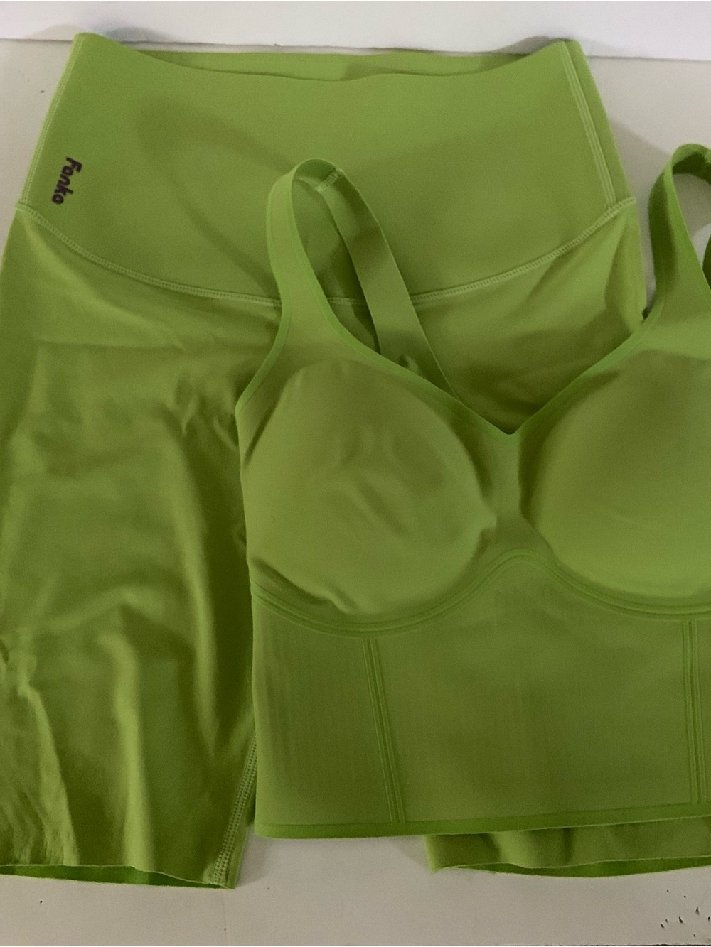Fanka Lime Green body sculpt Bra Top and biker shorts Set